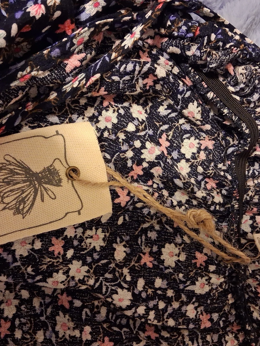 Easel Floral Navy Summer Slip Dress with Lace Trim And Adjustable Straps (Meas) - Picture 5 of 12